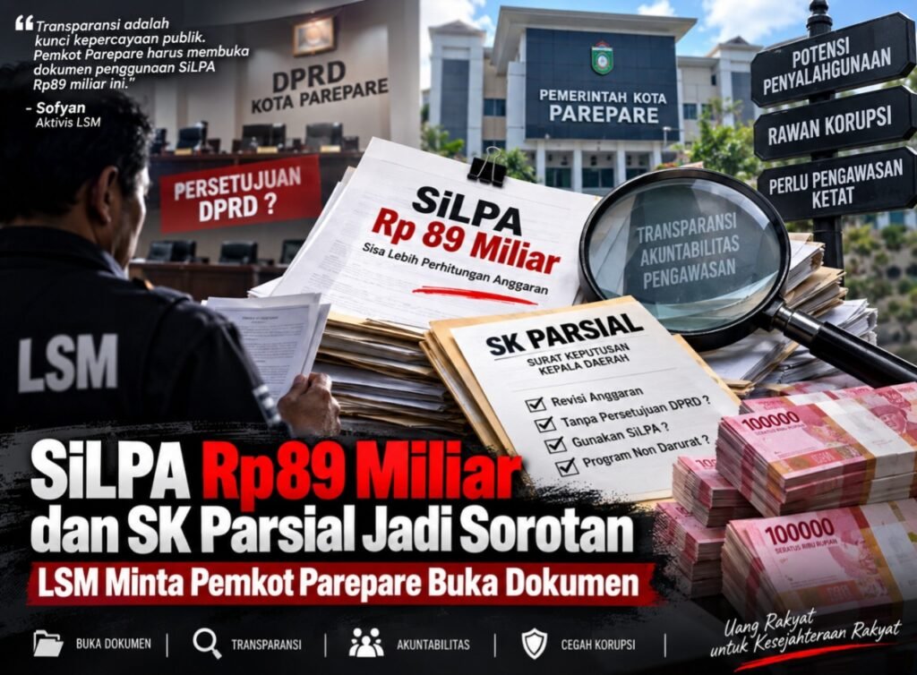SiLPA Rp89 Miliar dan SK Parsial Jadi Sorotan, LSM Minta Pemkot Parepare Buka Dokumen